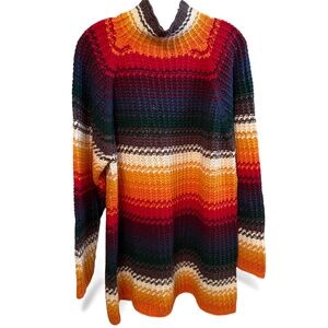 Vintage EXP Jeans No.4 Striped Mock Turtleneck Sweater Women’s Large Boho Retro